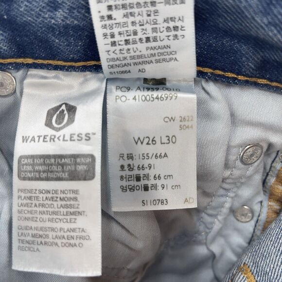 Levi's 501 '90s Jeans Women 26x30 Blue Straight Destroyed Button Fly Denim Big E - Picture 8 of 16